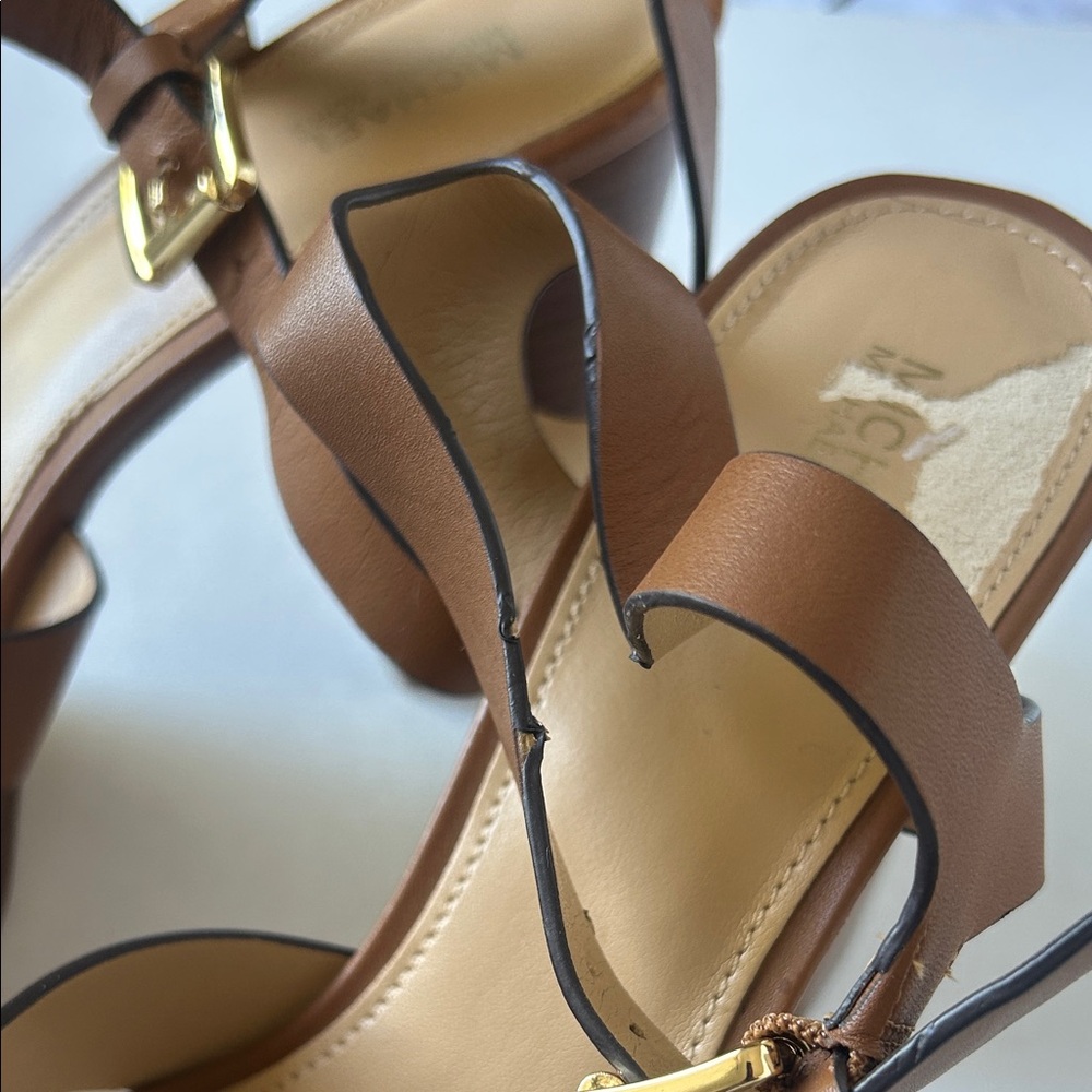 Michael Kors brown Platform Sandals with Floral Accent - Picture 3 of 9